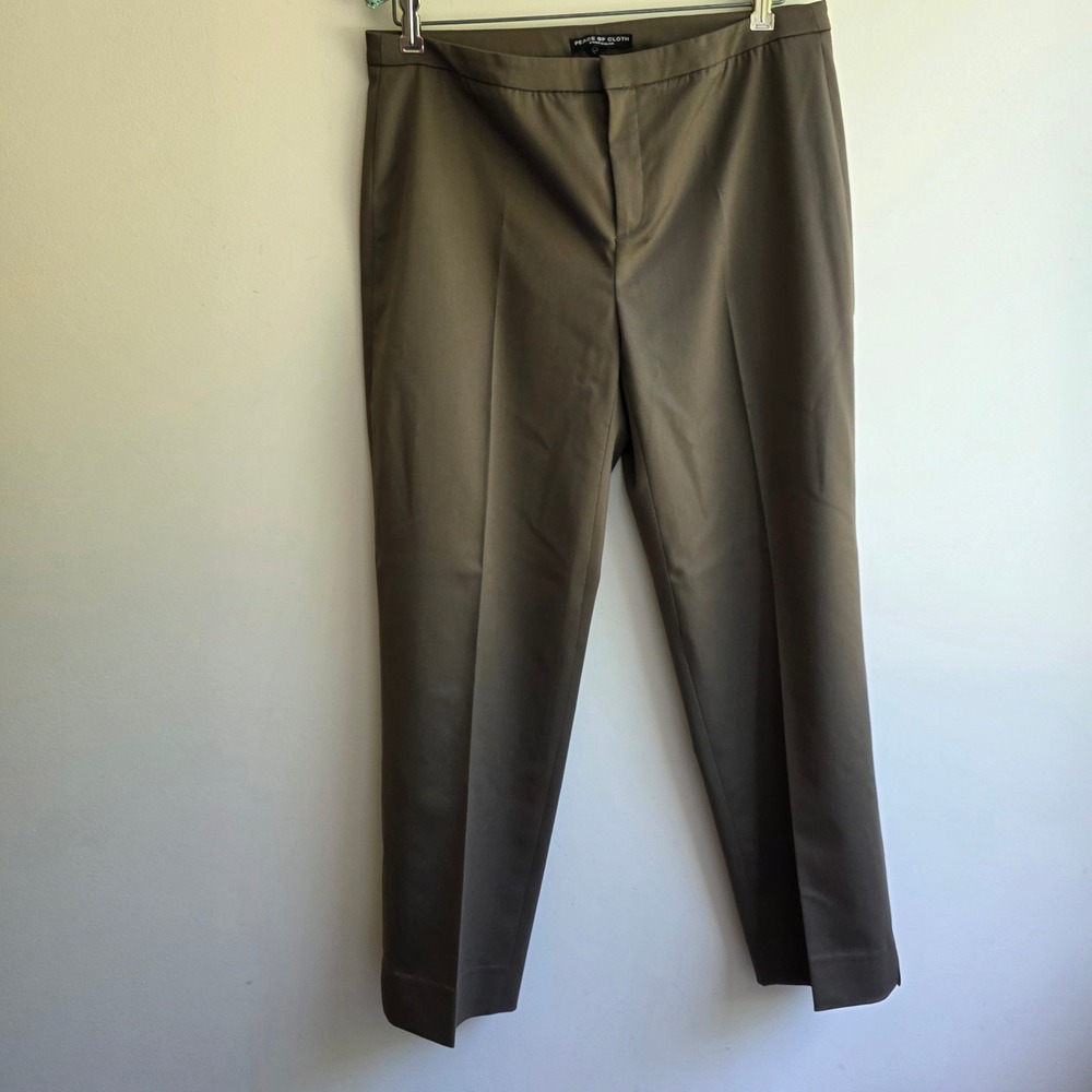 Peace of Cloth Particular Brown Olive Straight Leg Trousers Size 12 Made in USA